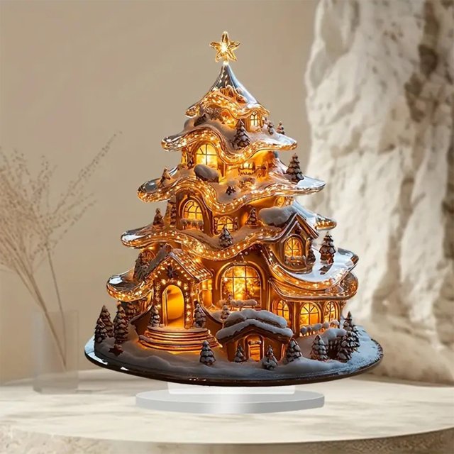 Santa Claus Resin Ornament House Resin Ornament Decoration Christmas Gift Holiday Decoration Scene