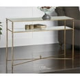thumbnail image 2 of Allora Modern Mirrored Glass Console Table in Antiqued Gold, 2 of 3