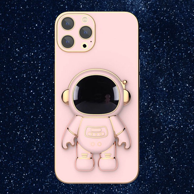 3D Plating Astronaut Hidden Stand Case Cover Cute Astronaut Stand Phone Case para IPhone 12Pro TPU Cover