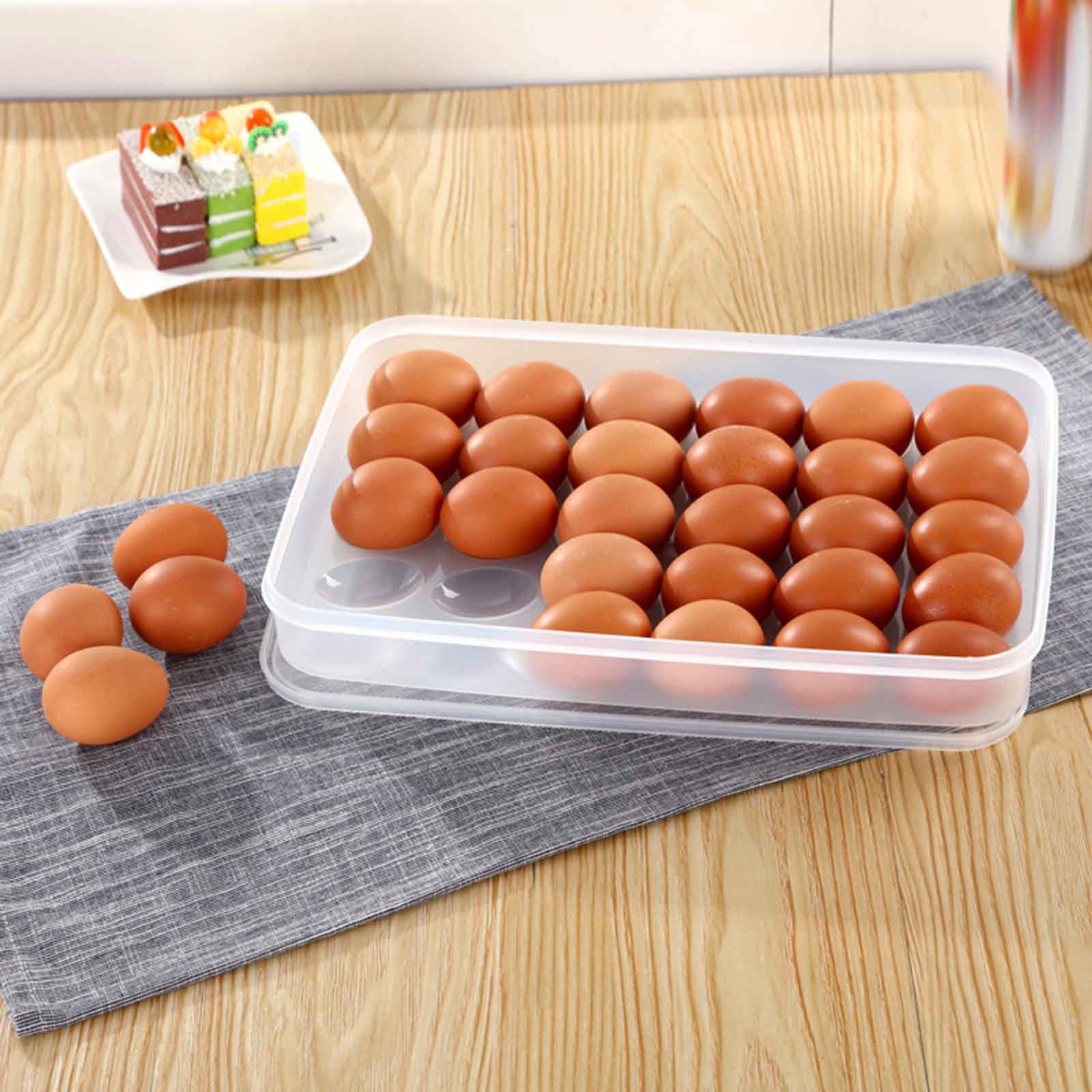 3 Pack Egg Containers with Lid, Plastic Egg Storage Container Stackable Deviled Egg Carrier for 120 Eggs, Egg Organizer for Protect and Keep Fresh 13.6x10.2x2.2 Inch