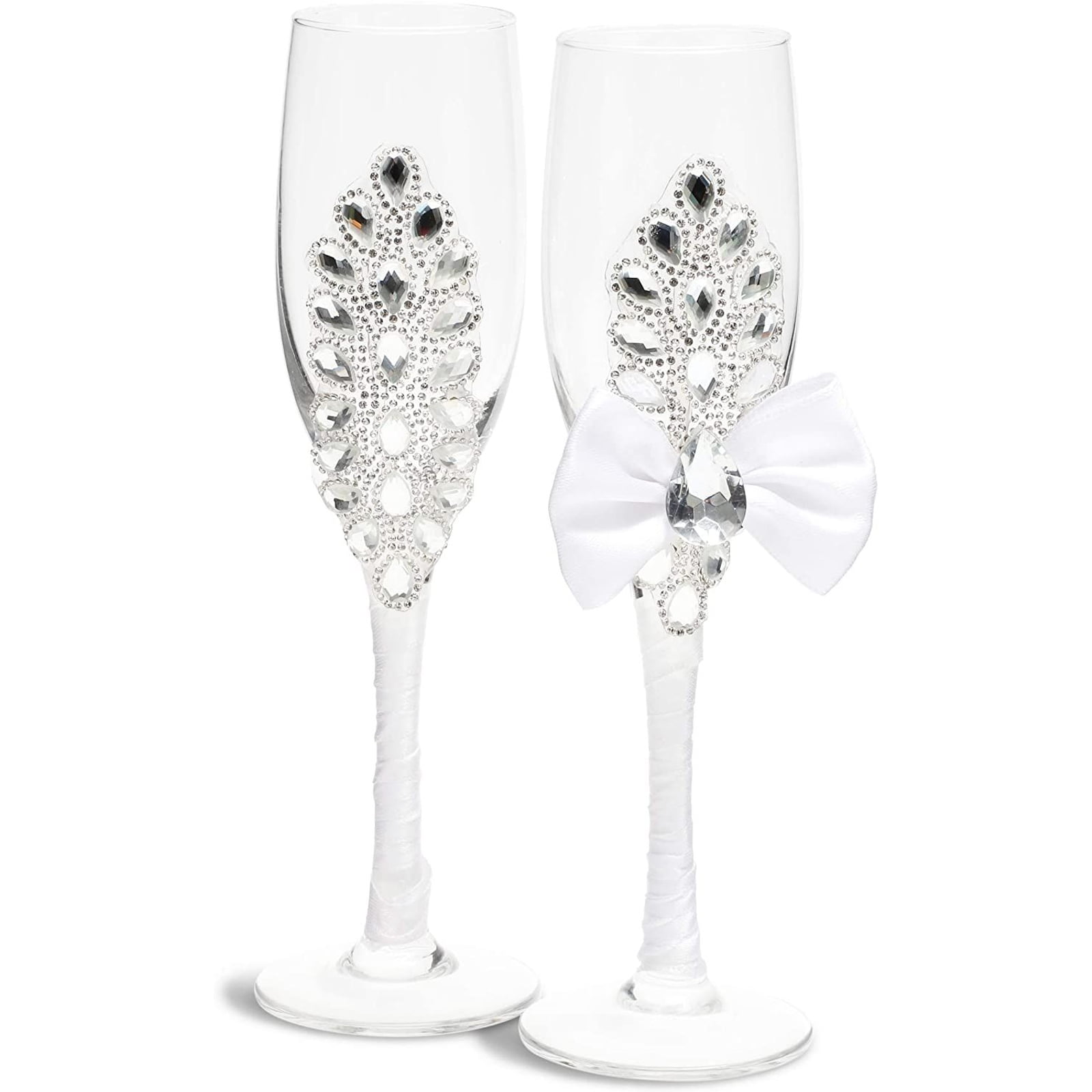 White Glitter WEDDING RING Bride Champagne Tumbler