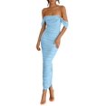 thumbnail image 1 of Vestido Prettygarden para mujer, verano 2025, con hombros descubiertos, fruncido, 1 of 9