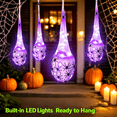 thumbnail image 5 of Halloween Hanging Light Up Spider Egg Sacs Decorations, Hanging Web Prop with Black Spiders, Indoor Outdoor Halloween Decor for Party Proch Yard Tree, 5 of 7