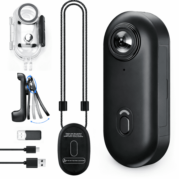 4K Thumb Action Camera, Tiny Size, Mount Anywhere, Small Body Camera with Spring Clip, Portable Vlogging, Hands-Free POV Recording, Helmet Cam for Cycling, Motorcycle (with 32G Card, Black)