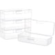 thumbnail image 1 of Caja de plástico rectangular de 6,4 x 2,6 x 1,8 pulgadas, transparente, con tapa abatible y orificio para colgar, 4 unidades, 1 of 9