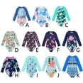 thumbnail image 7 of URMAGIC URMAIC Toddler Little Girls Long Sleeve Rash Guard Zip Up One Piece Floral Swimsuit, 7 of 7