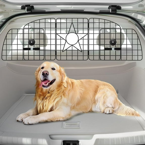 Dog Car Barrier for SUVs, Cars, Vehicles and Trucks Cargo Area, Universal Fit Adjustable Pet Car Divider Back Seat Barrier, Heavy-Duty Wire Mesh Gate for Safety Driving Travel Accessories