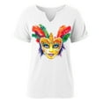 thumbnail image 4 of Fewfanhot Women's Tops, Tees & Blouses Mardi Gras Shirts for Women Carnival V-neck Graphic Party Top, 4 of 6