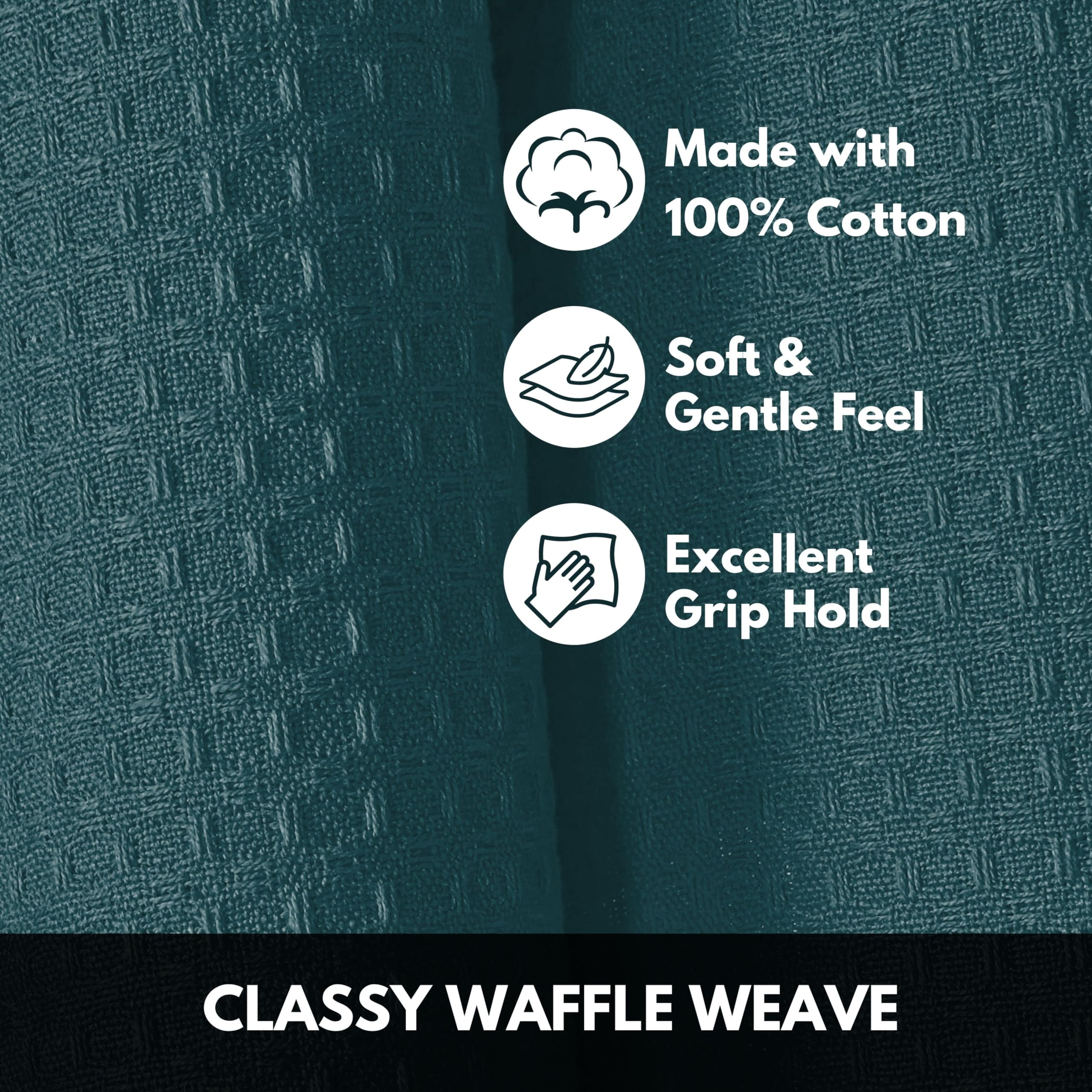Softopia Cotton Teal Green Kitchen Towels – Waffle Weave, 100% Cotton, Soft & Absorbent, Fast Dry, Durable, 16x26 Inches, Perfect for Dish Drying, Bar, Cleaning, and Everyday Use, Set of 12, Teal