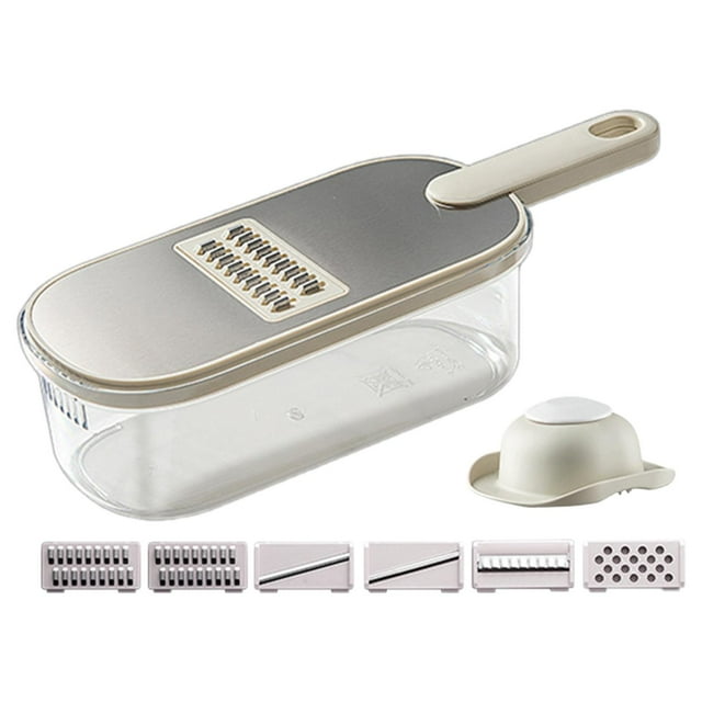 Cortadora cortadora de mandolina, cesta de drenaje de cocina, contenedor de almacenamiento, rebanadora de alimentos, rebanadora de verduras para con 6 cuchillas
