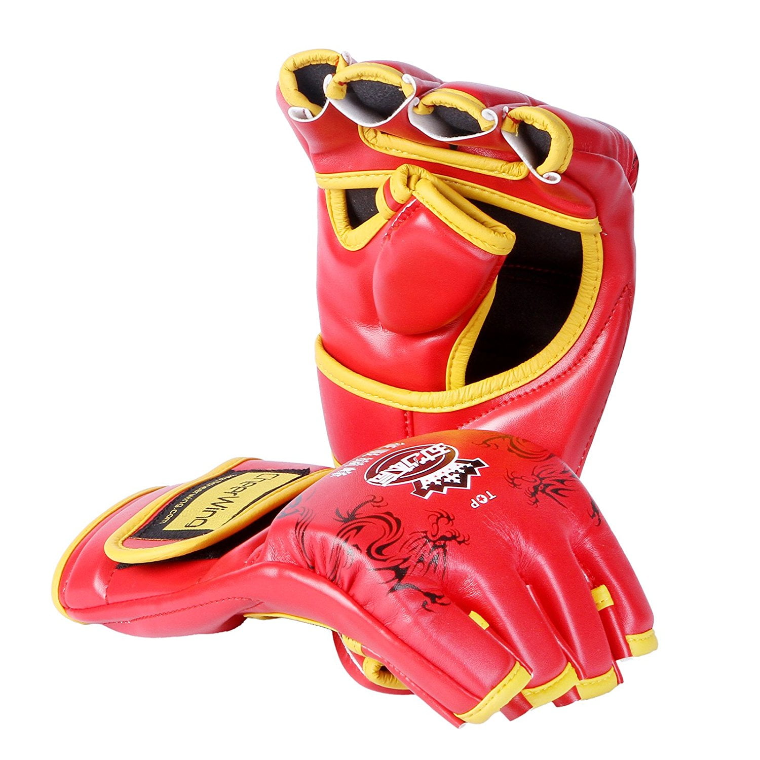 Cheerwing PU Leather MMA UFC Half Finger Boxing Gloves Sanda Fighting Sandbag Gloves Punch Mitts of Training by Cheerwing
