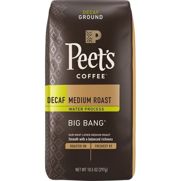 Peet's Coffee, Big Bang Decaffeinated Medium Roast Ground Coffee - 10.5oz Bags