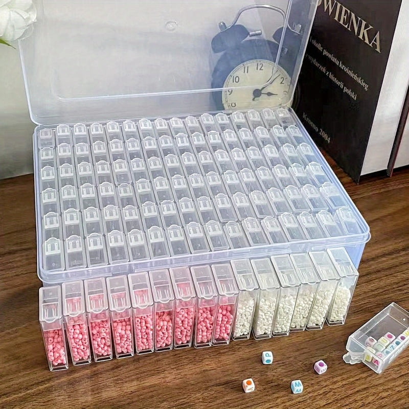 96/120Grid Capacity Bead  Craft Storage Box  96 Individual Compartments - Heavy-Duty Plastic  Lid  Beadwork, Painting, Embroider