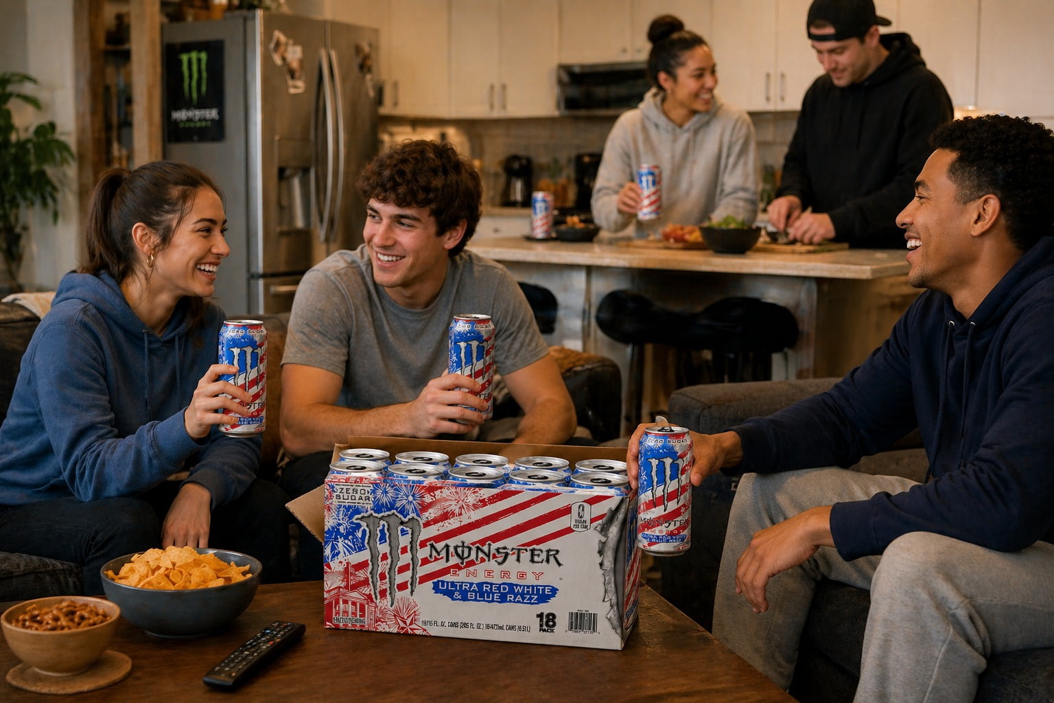 Monster Energy Ultra, Sugar Free Energy Drink, Red White & Blue Razz, 16 fl oz, 18 Pack
