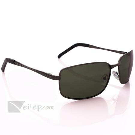 Men's Designer Metal Frame Polarized Sport Sunglasses, Rectangle Frame,