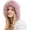 Pink Solid, variant on Women Winter Peruvian Cover Ears Beanie Hat Ear Flaps Sherpa Ski Snow Hats Knit Fleece Lined 3 Pom Pom