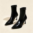 thumbnail image 4 of HAPIMO Women Ankle Boots Pointed Toe Heel Back Zipper Glossy Patent Upper Slim Shaft For Formal Banquet And Evening Social Activities Black 35, 4 of 9