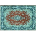 thumbnail image 1 of Ahgly Company Indoor Rectangle Medallion Light Blue Traditional Area Rugs, 5' x 7', 1 of 4