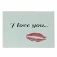 thumbnail image 1 of I Love You Cutting Board, Grunge Style Seductive Female Smooch with Red Colored Lipstick, Decorative Tempered Glass Cutting and Serving Board, Small Size, Dark Coral Grey, by Ambesonne, 1 of 1