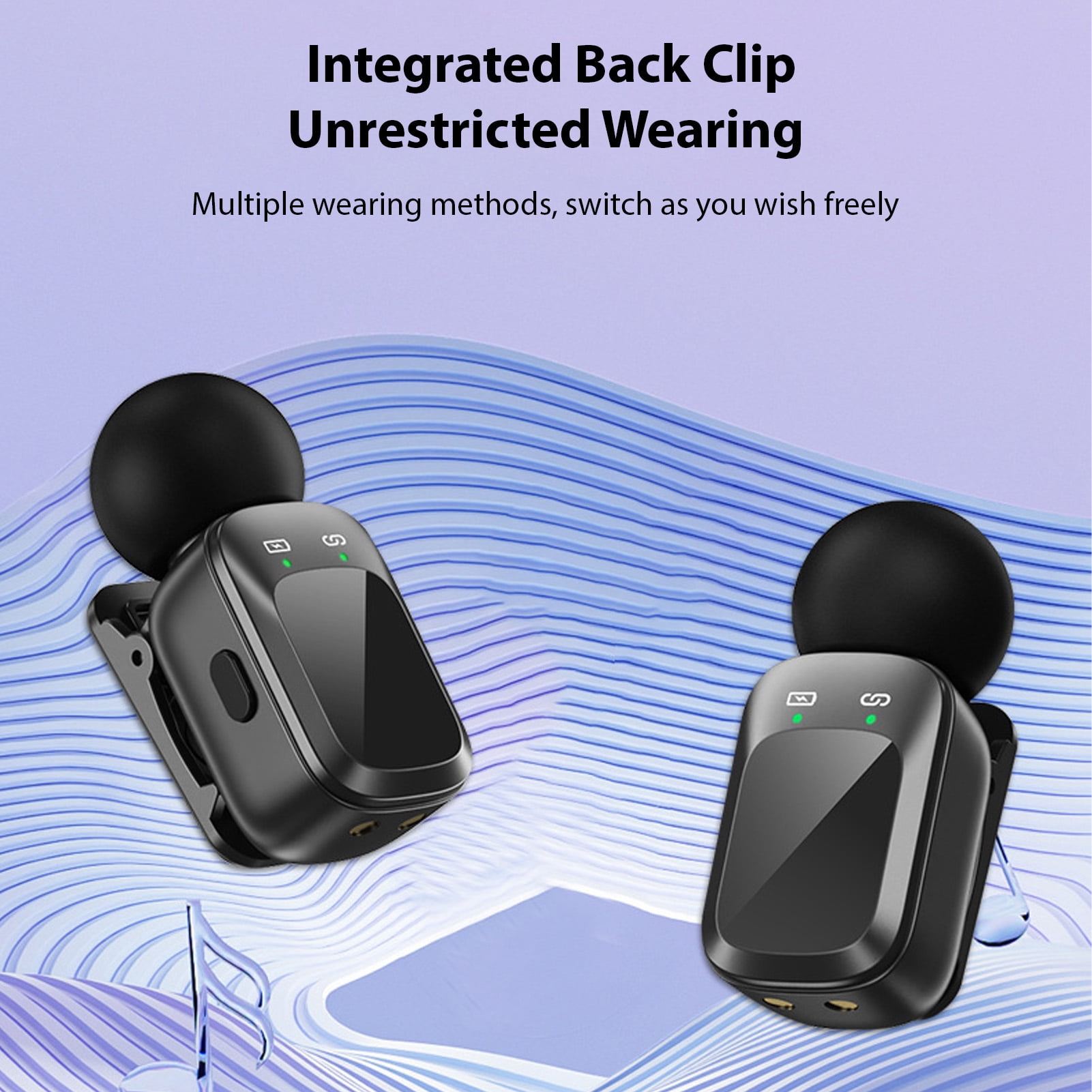 Riousery Wireless Lavalier Microphone System Noise Reduction 2.4G Transmission Plug and Play Collar Clip Mic with Charging Case for Phones Computers Cameras, Black