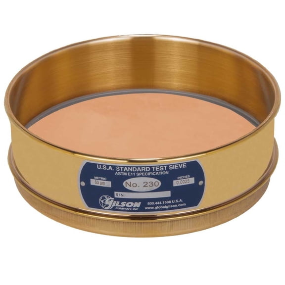 8in Sieve, All Brass, Full-Height, No.230 (Gilson Company, Inc.)