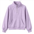 thumbnail image 4 of Mifsaly Boys Girls Sweatshirt Half Zip Long Sleeve Pullover Sweatshirts Kids Comfortable Casual Fall Winter Warm Outerwear Purple,11-12 Years, 4 of 7