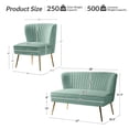 thumbnail image 6 of Home Velvet Living Room 3 Piece Set Loveseat with 2 Chairs  Sage, 6 of 9