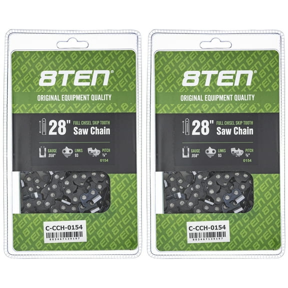 8TEN 28 inch Chainsaw Chain .0583/8 Pitch 93 DL Full Chisel Skip Tooth 2 Chains 810-CCC2376H