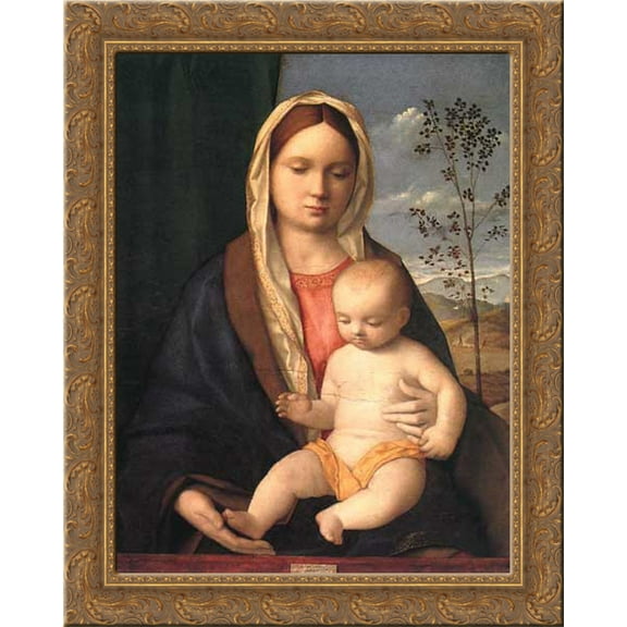 Madonna and Child 20x23 Gold Ornate Wood Framed Canvas Art by Bellini, Giovanni