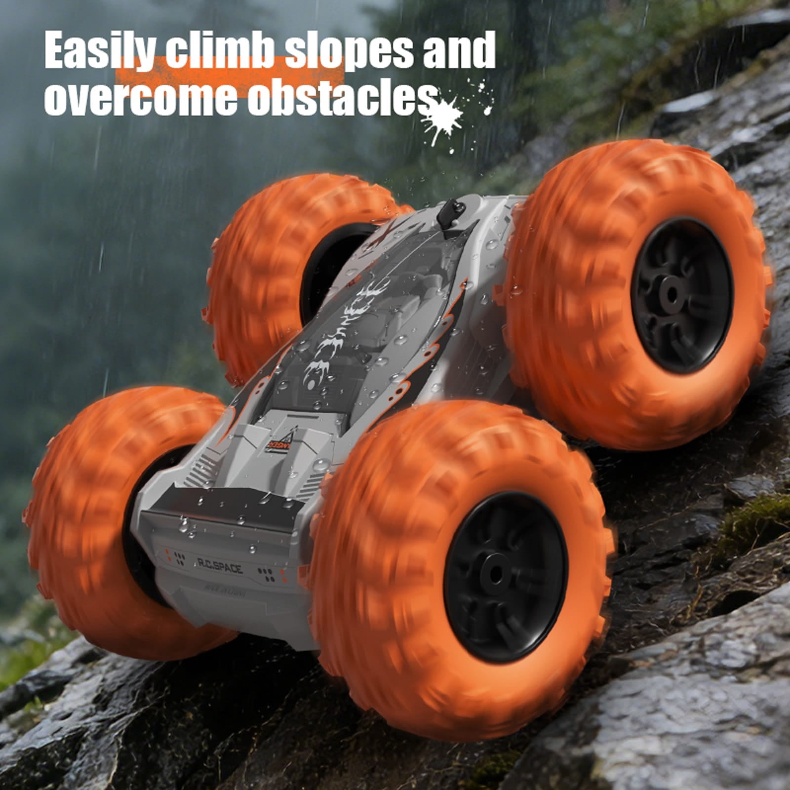 2.4G Amphibious RC Stunt Car, Rechargeable Double-Sided Water Land Remote Control Vehicle with 360 Flip, All Terrain