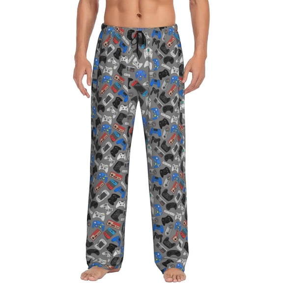 Vsdgher Video Game Print Mens Pajama Pants Sleep & Lounge Pants, PJ Bottoms With elastic waistb and Pockets