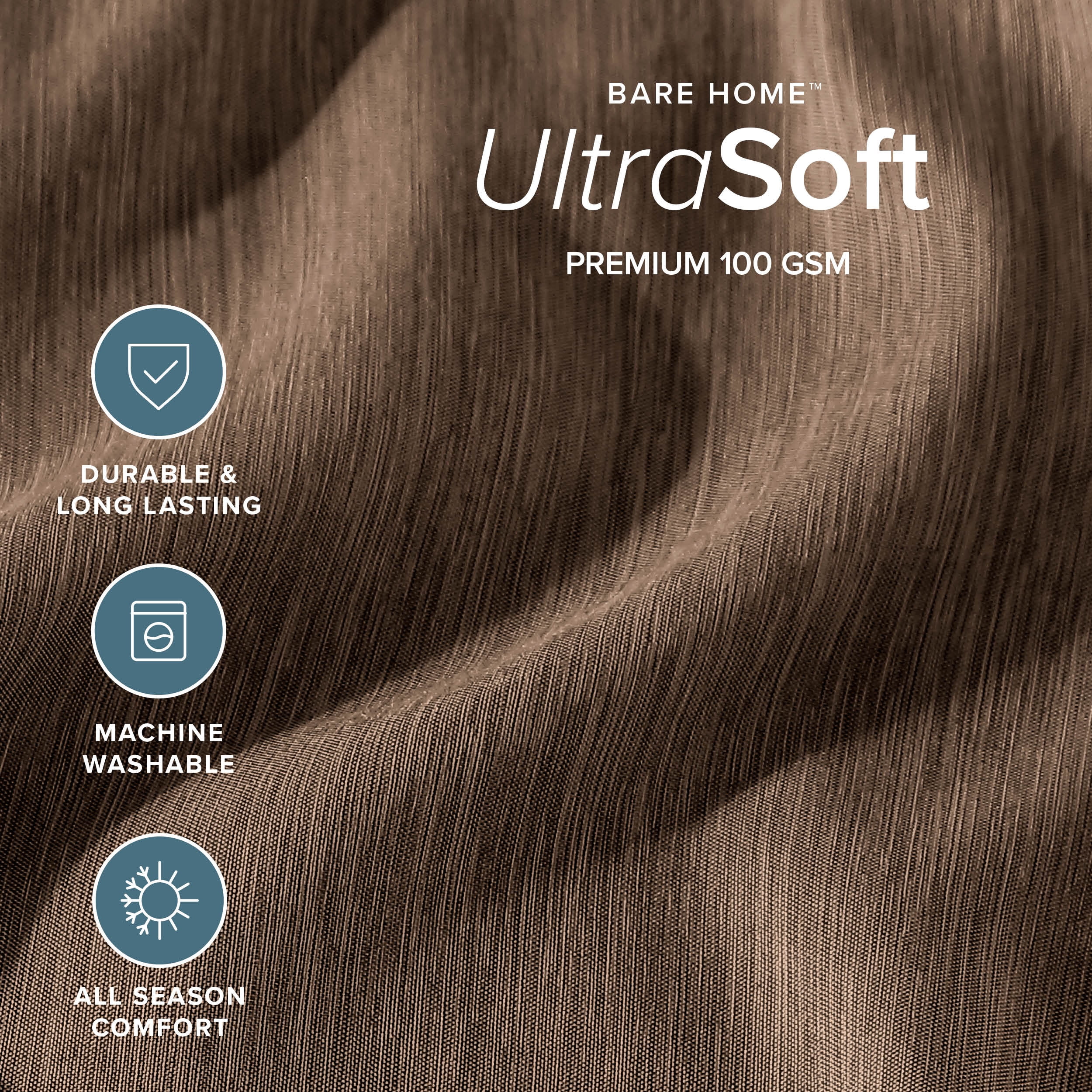 Bare Home Down Alternative Comforter Set - 3-Pieces - All Seasons - Queen, Heather Taupe