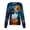 Blue #48, variant on Womens Halloween Scrub Tops Skeleton Skull Button Down Spooky Medical Uniform Bat Castle Funny Long Sleeve Medical Scrubs, M