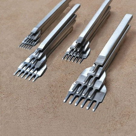Punch Set Tool Sliver Steel Leather Craft Tools, Magicfly Hole Chisel Graving Stitching Punch Tool Set 3 4 5 6 MM Teeth for DIY Craft ()
