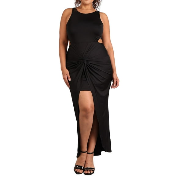 eVogues Women's Sleeveless Cut Out Maxi Dress Black