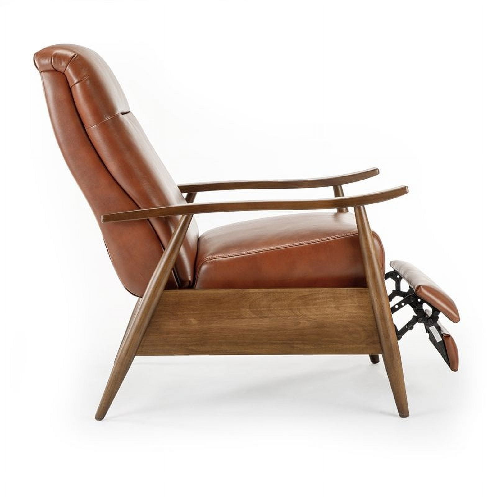 Solaris Caramel Faux Leather Wooden Arm Push Back Recliner Chair