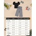 thumbnail image 6 of Girl Clothes Square Neck Shirt Top + Stylish Pants + Headband 3pcs Spring Summer Girl Outfits Set6-7Years, 6 of 7