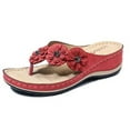 thumbnail image 1 of Retro Flowers Flat Bottom Round Head Casual Female Sandals - Large Size Flip-Flops, 1 of 1