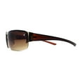 thumbnail image 3 of Mens Rimless Wrap Narrow Rectangle 90s Metal Rim Designer OG Sunglasses Gold Brown, 3 of 4