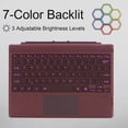 thumbnail image 5 of Surface Pro 7+/7/6/5/4/3 (12.3") Type Cover, Ultra-Slim Bluetooth Keyboard, Multi-Touchpad & 7-Color Backlit,Burgundy, 5 of 7