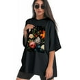 thumbnail image 3 of Plus Size Shirt for Women Black Tops for Women Oversized Short Sleeves Shirt for Women Flower Garden T Shirt Crewneck Shirt for Women XL, 3 of 5