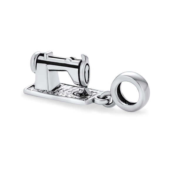 Bling Jewelry Womens Fashion Designer Sewing Machine Dangle Charm Bead Sterling Silver for Bracelet