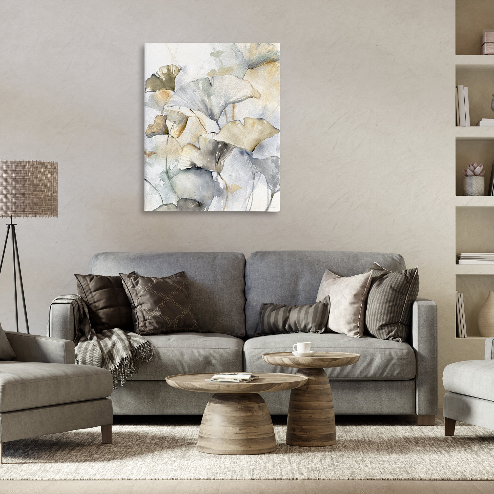 Stupell Industries Abstract Gingko Leaves Plants & Flowers Painting Wrapped Canvas Art Print Wall Art, 30 x 40