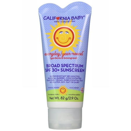California Baby SPF30 + Lotion solaire, ronde de tous les jours / an, résistant à l'eau et Hypoallergénique, 2,9 Unze