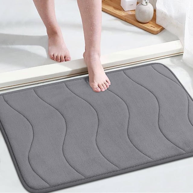 Alfombrilla de baño viscoelástica Flamingo P, color gris, 60 x 43 cm