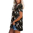 thumbnail image 4 of Hauts d'Été pour Femmes 2023 Mode Décontractée Col en V Imprimé Ample Manches Courtes T-Shirt Hauts, 4 of 7