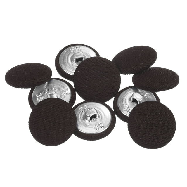 Unique Bargains 10pcs 36L Fabric Cloth Covered Button 23mm Round Metal Shank Sewing Buttons for Suits Dress Blouses, Brown