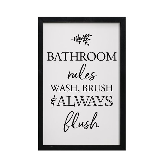 Modern Bathroom Decor Framed Shadow Box 7x10in (Bathroom Rules)