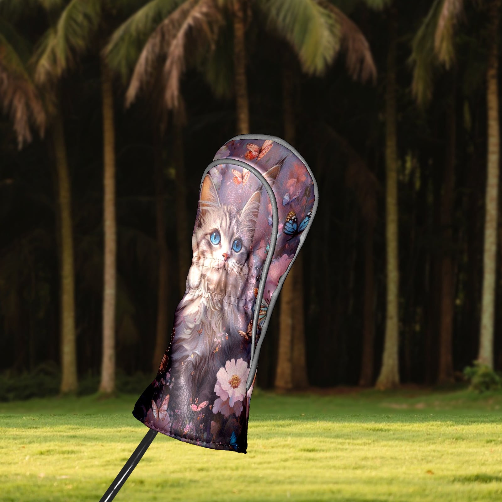 Golf Club Head Covers - Dream Cat Design, PU Leather, Waterproof, Fits Fairway Woods/Hybrid, Unisex, Fits Most Brands