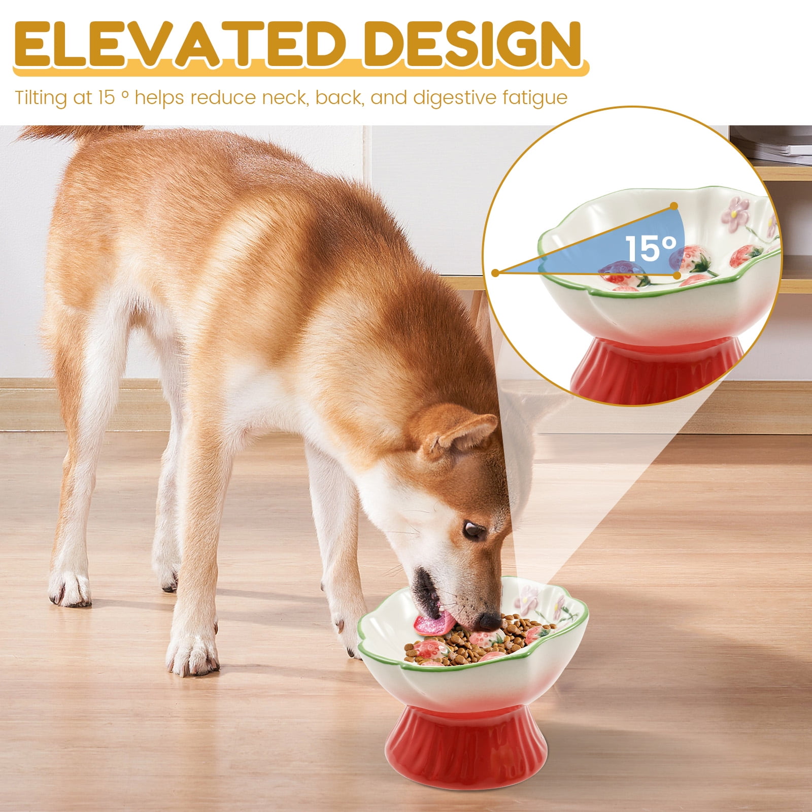 Threns Ceramic Slow Feeder Cat Bowl Elevated Small Cat Food Bowl Wide Mouth Small Dog Slow Feeder Control Eating Speed for Dog Pet